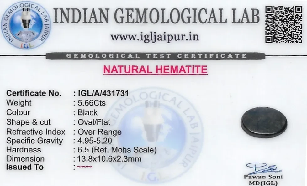 Hematite 14x11 MM 5.66 carats