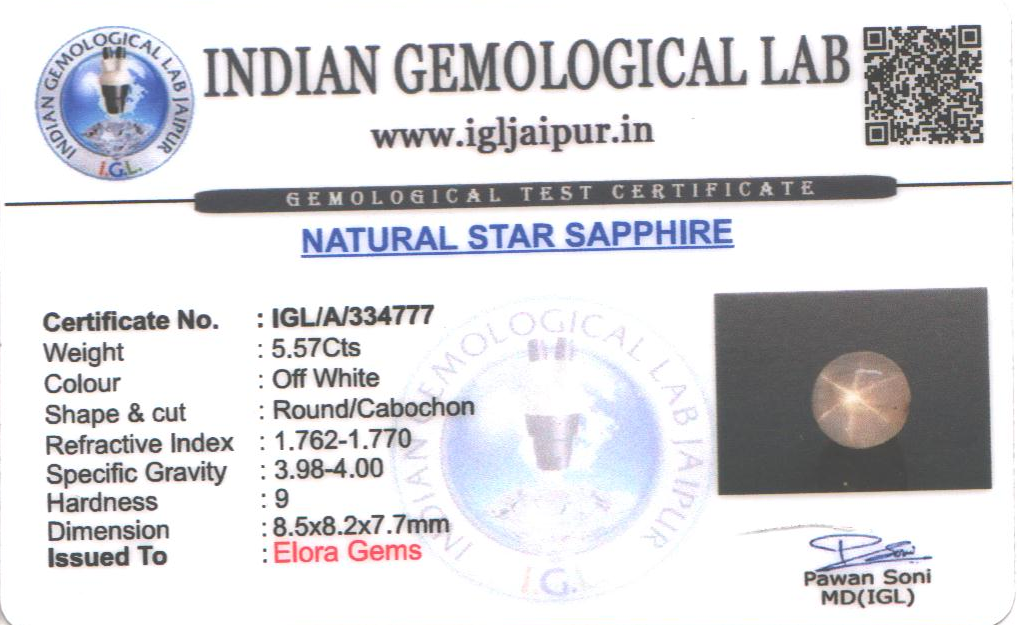 Star Sapphire 9x8 MM 5.57 carats