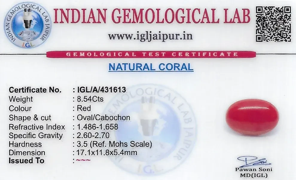 Red Coral (Pavalam) 17x12 MM 8.54 carats