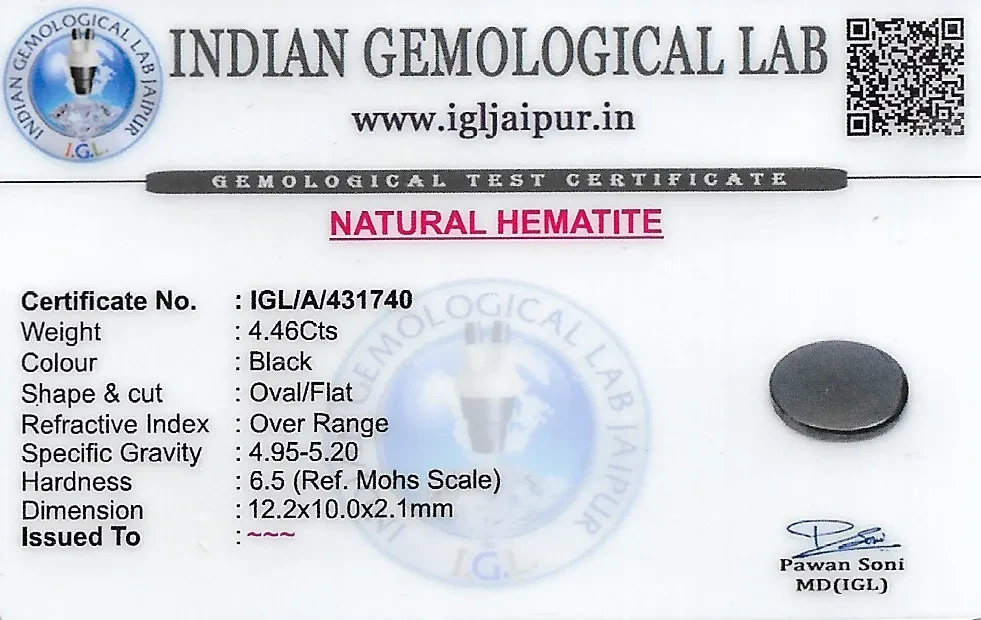 Hematite 12x10 MM 4.46 carats