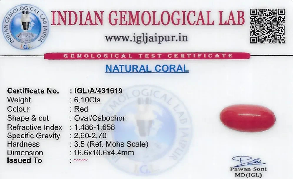 Red Coral (Pavalam) 17x11 MM 6.1 carats
