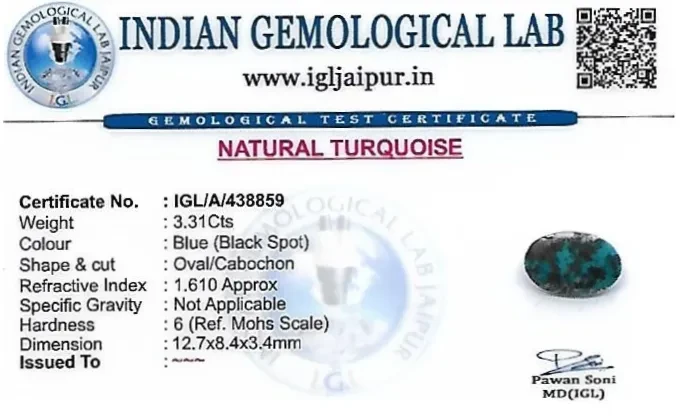 Turquoise 13x8 MM 3.31 carats