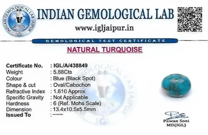 Turquoise 13x11 MM 5.88 carats