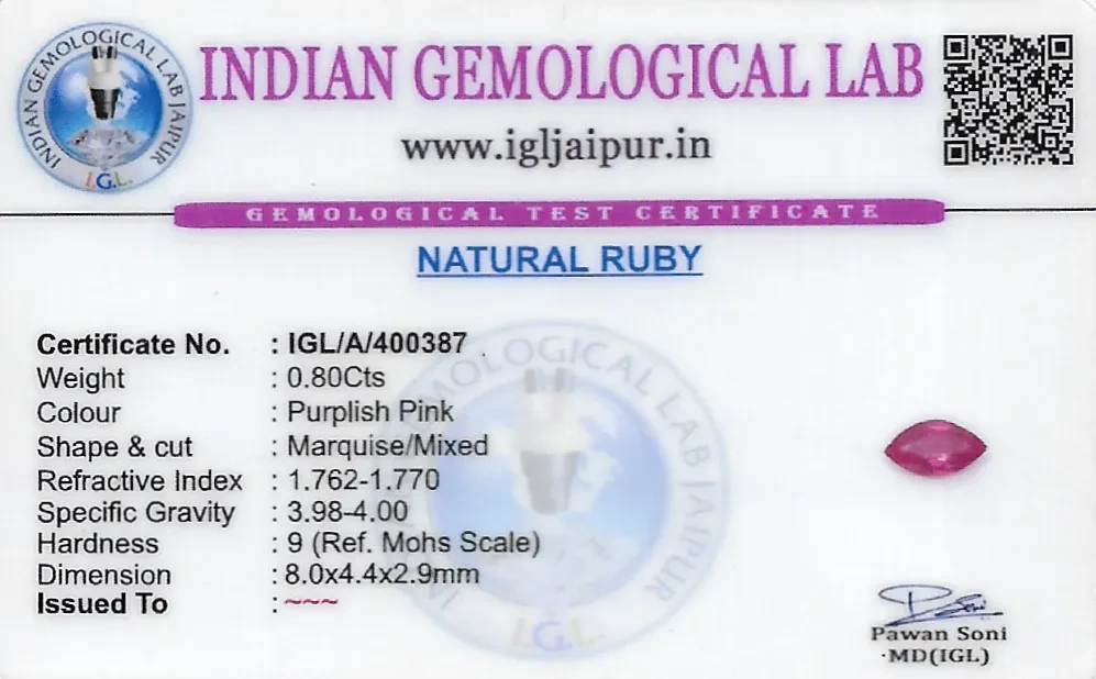 Ruby (Manik) 8x4 MM 0.8 carats