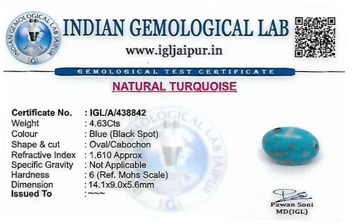 Turquoise 14x9 MM 4.63 carats