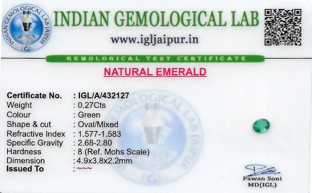Emerald (Maragadham) 5x4 MM 0.27 carats