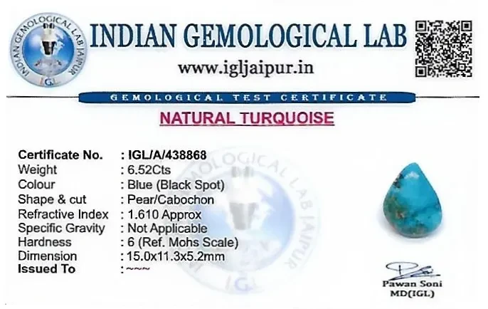Turquoise 15x11 MM 6.52 carats