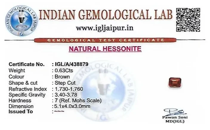 Hessonite (Gomed) 5x4 MM 0.63 carats