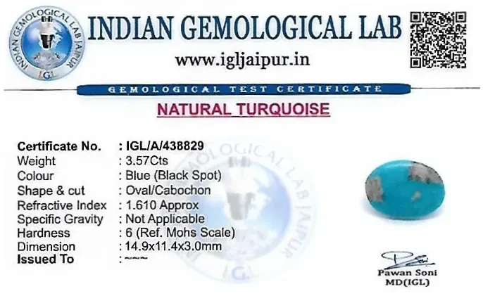 Turquoise 15x11 MM 3.57 carats