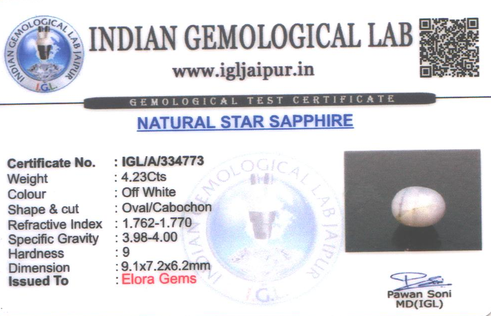 Star Sapphire 9x7 MM 4.23 carats