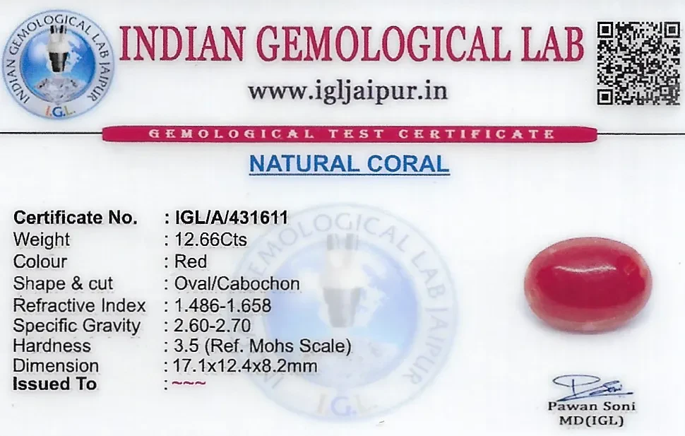 Red Coral (Pavalam) 17x15 MM 12.66 carats