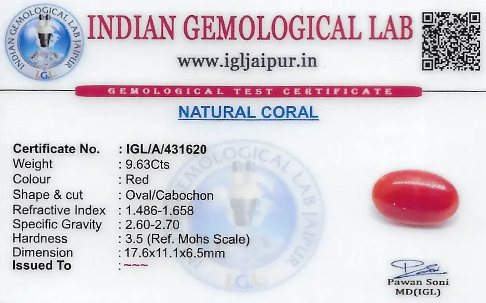 Red Coral (Pavalam) 18x11 MM 9.63 carats