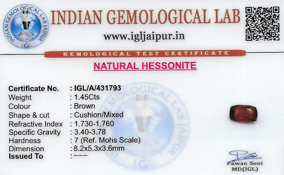 Hessonite (Gomed) 8x5 MM 1.45 carats