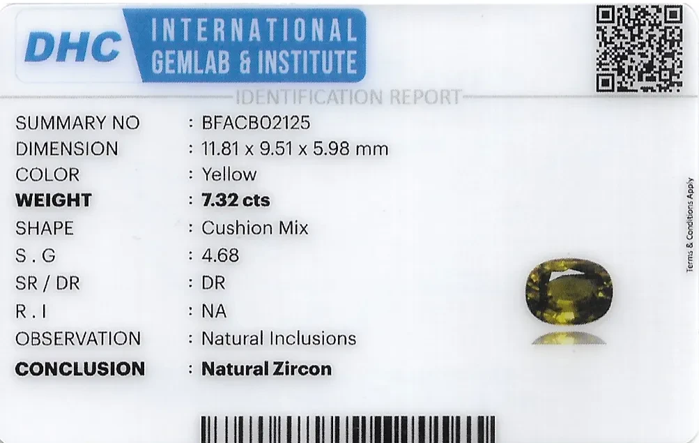 Zircon 11x10 MM 7.32 carats