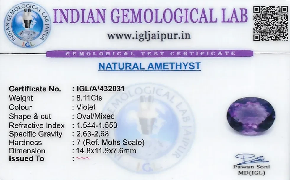 Amethyst 15x12 MM 8.11 carats