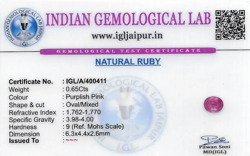 Ruby (Manik) 6x4 MM 0.65 carats