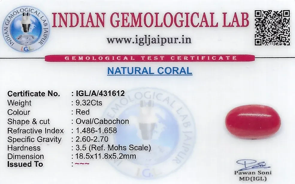 Red Coral (Pavalam) 19x12 MM 9.32 carats