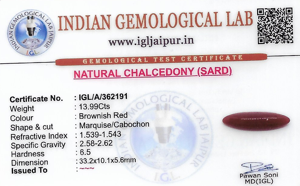 Chalcedony 33x10 MM 13.99 carats