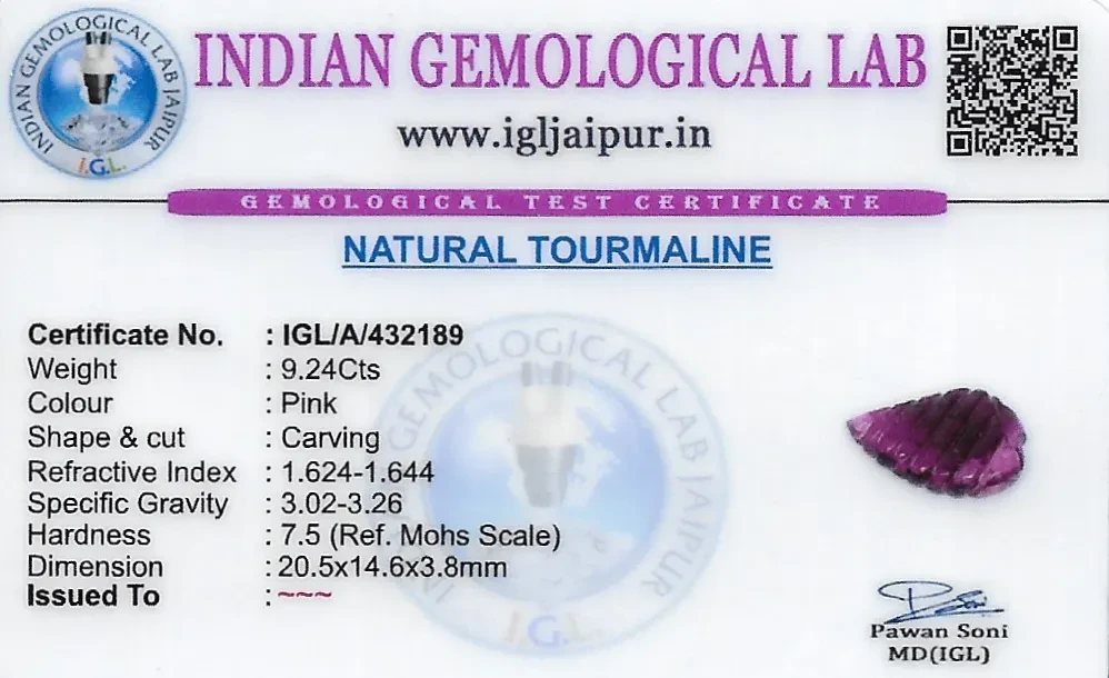 Tourmaline Carving Gem Stones 21x15 MM 9.24 carats