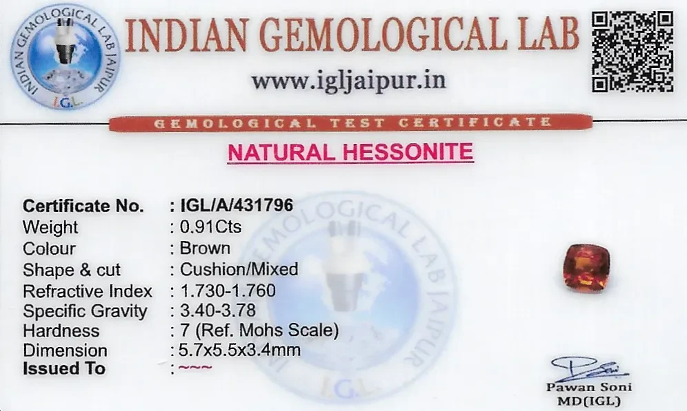 Hessonite (Gomed) 6x6 MM 0.91 carats