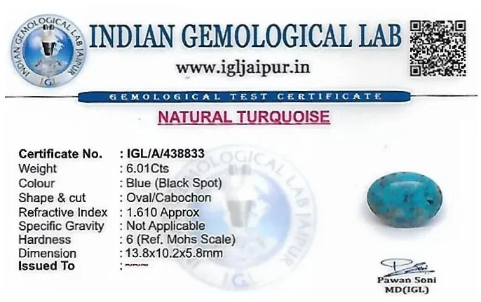 Turquoise 14x10 MM 6.01 carats