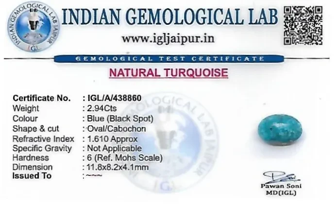 Turquoise 12x8 MM 2.94 carats