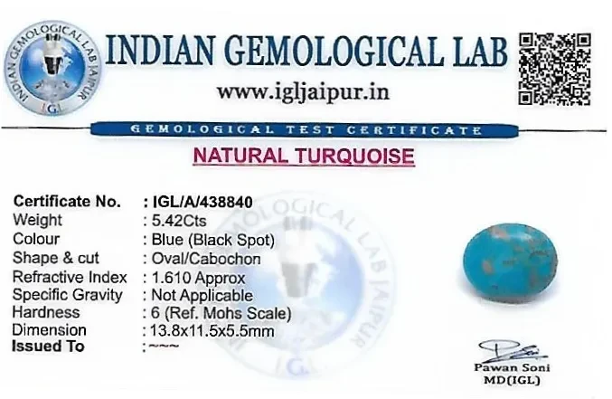 Turquoise 14x12 MM 5.42 carats