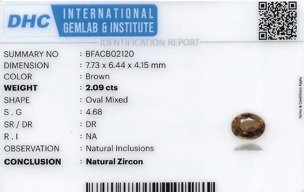 Zircon 8x6 MM 2.09 carats