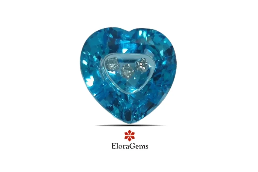 Blue Topaz (Doublet) 3 Diamond inside stone 8.14 carats