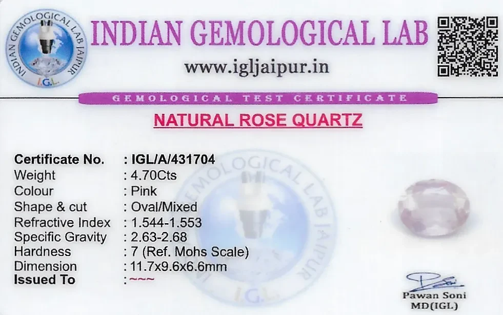 Rose Quartz 12x10 MM 4.7 carats