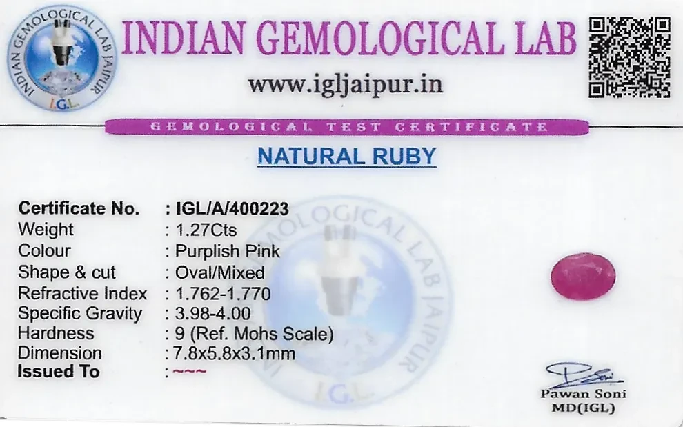 Ruby (Manik) 8x6 MM 1.27 carats