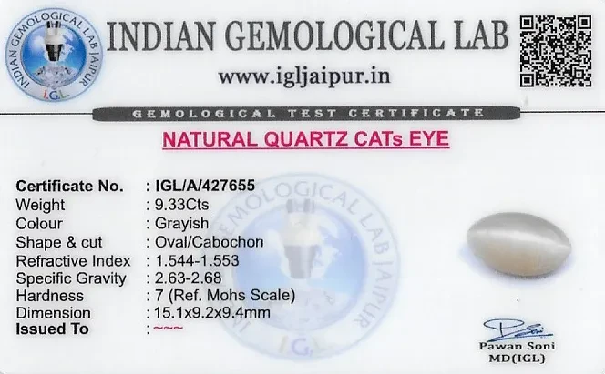 Cats Eye Quartz 15x9 MM 9.33 carats
