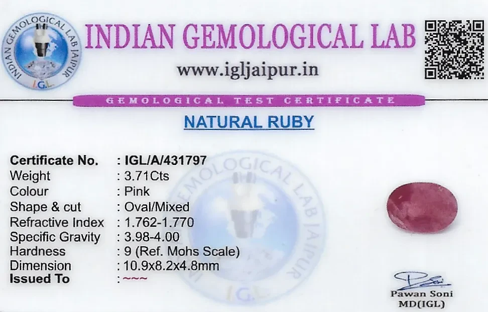 Ruby (Manik) 11x8 MM 3.71 carats