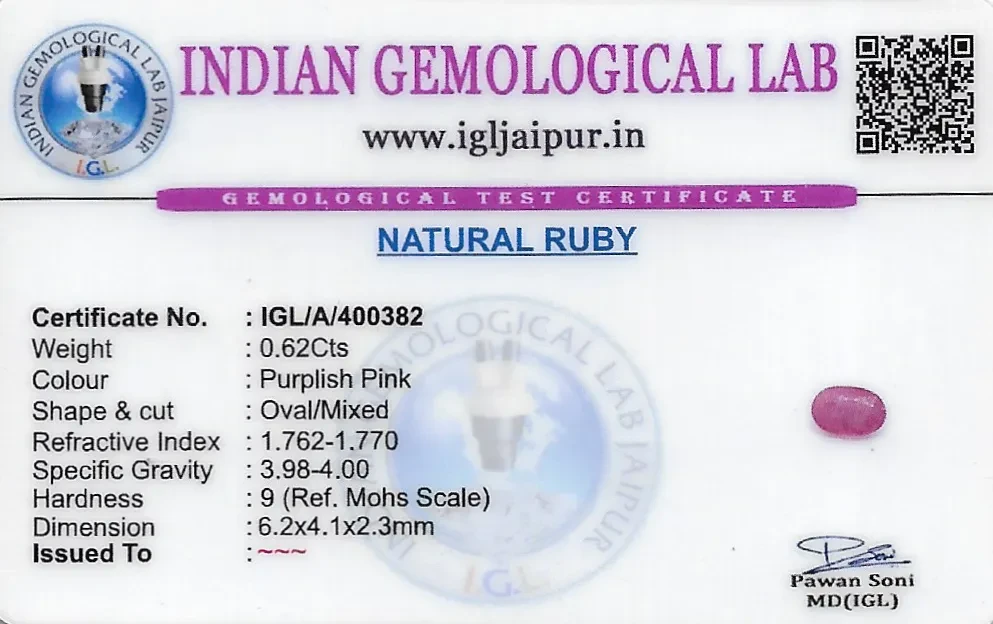 Ruby (Manik) 6x4 MM 0.62 carats