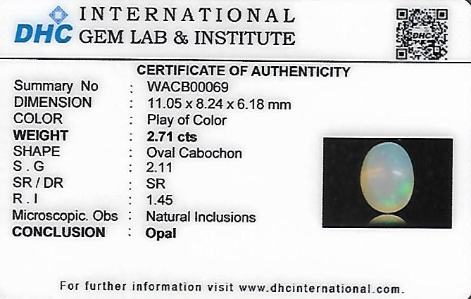 Opal 11x8 MM 2.71 carats