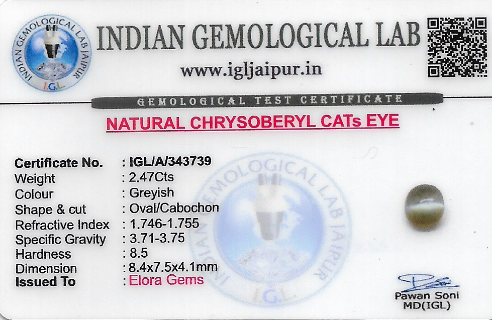 Chrysoberyl Cats Eye (Vaiduryam) 8x8 MM 2.47 carats