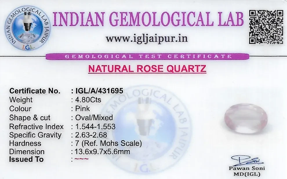 Rose Quartz 14x10 MM 4.8 carats