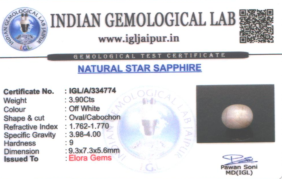 Star Sapphire 9x7 MM 3.9 carats