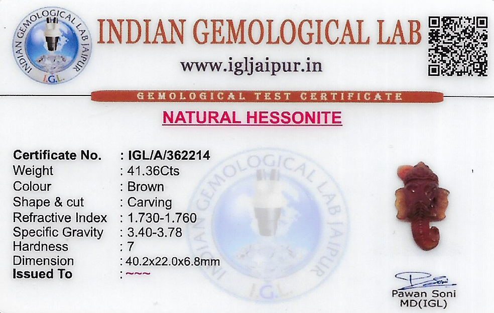 Ganesh Hessonite (Gomed) Carving Gem Stones 40x22 MM 41.36 carats