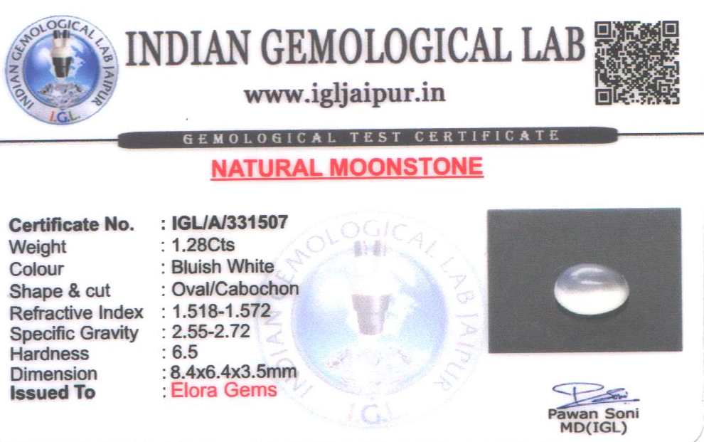 Moon Stone 8x6 MM 1.28 carats