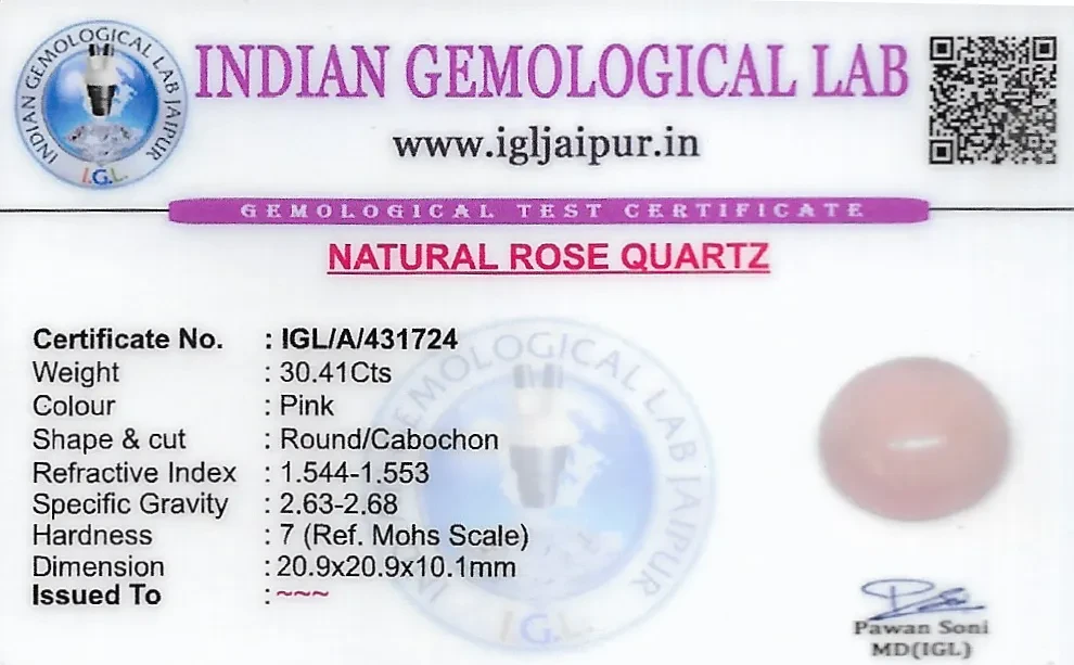 Rose Quartz 21x21 MM 30.41 carats