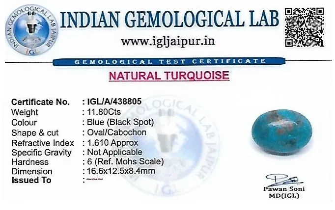 Turquoise 17x13 MM 11.8 carats