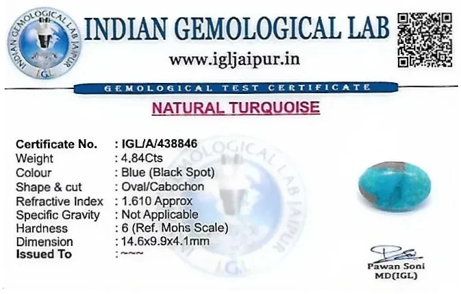 Turquoise 15x10 MM 4.84 carats