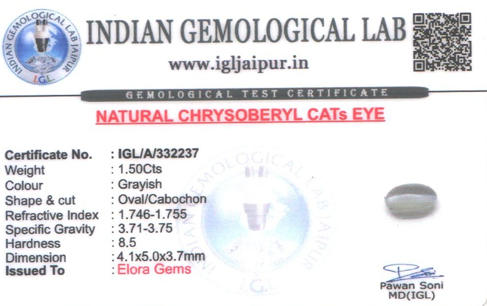 Chrysoberyl Cats Eye (Vaiduryam) 4x5 MM 1.5 carats