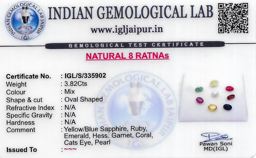 NAVRATNA 4.5X5.5 MM 1 SET OF 8 STONES
