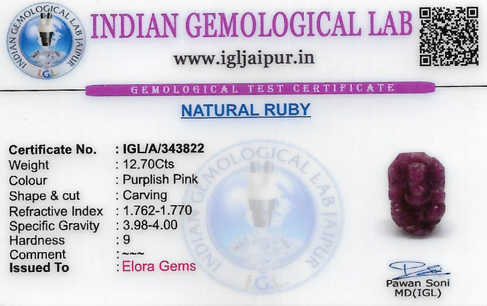 Ruby Ganesh Carving Gem Stones 0x0 MM 12.7 carats