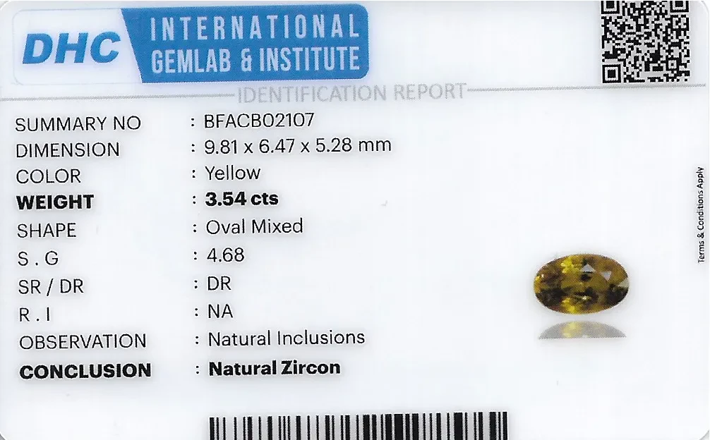 Zircon 10x6 MM 3.54 carats