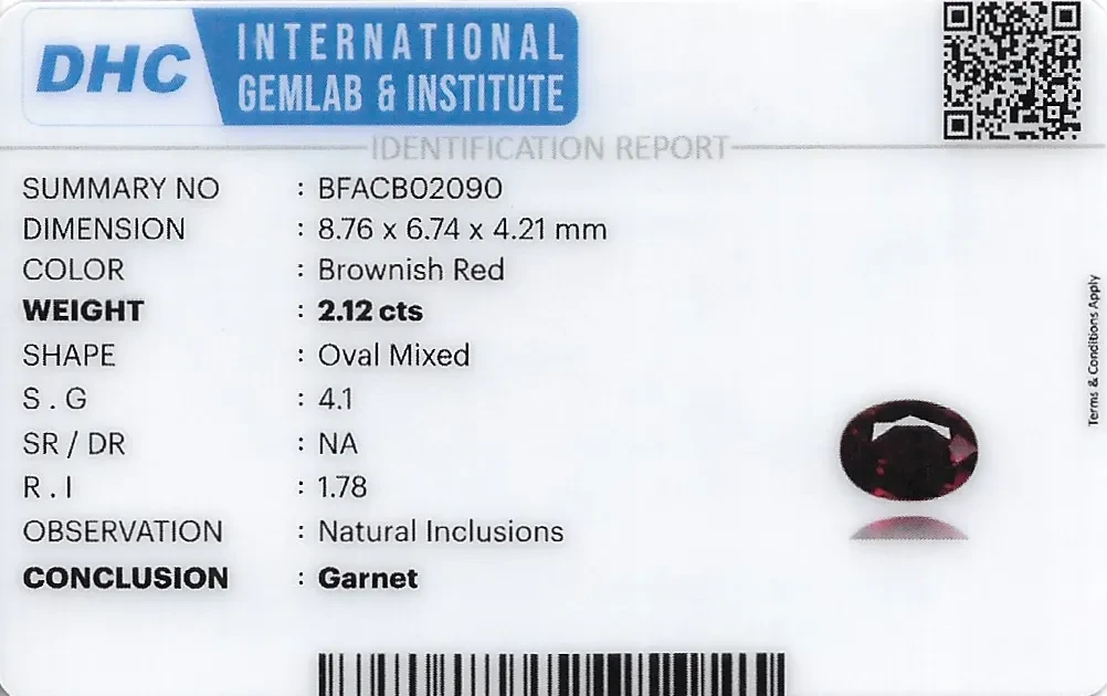 Garnet 9x6 MM 2.12 carats