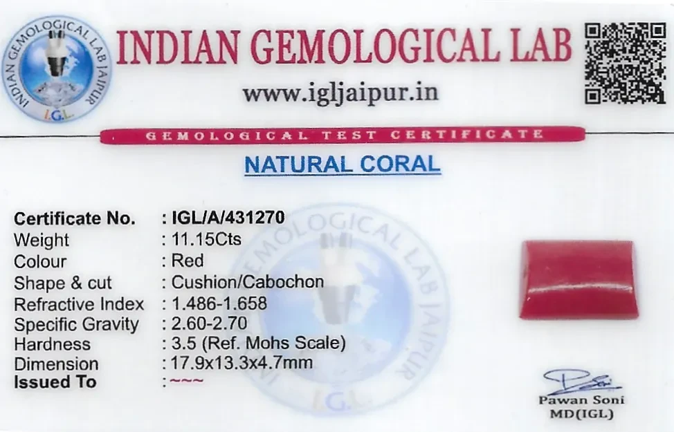 Red Coral (Pavalam) 18x13 MM 11.15 carats