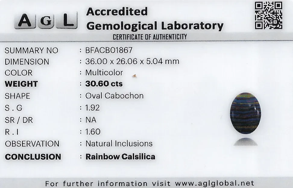 Rainbow Calsilica 36x26 MM 30.6 carats